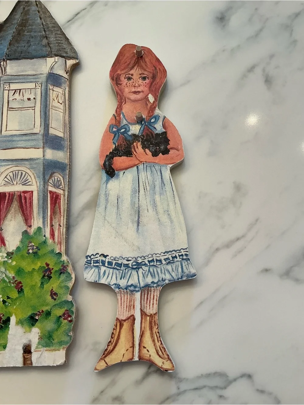 Blue Victorian Doll and House Playset - Decorative Paper Dolls